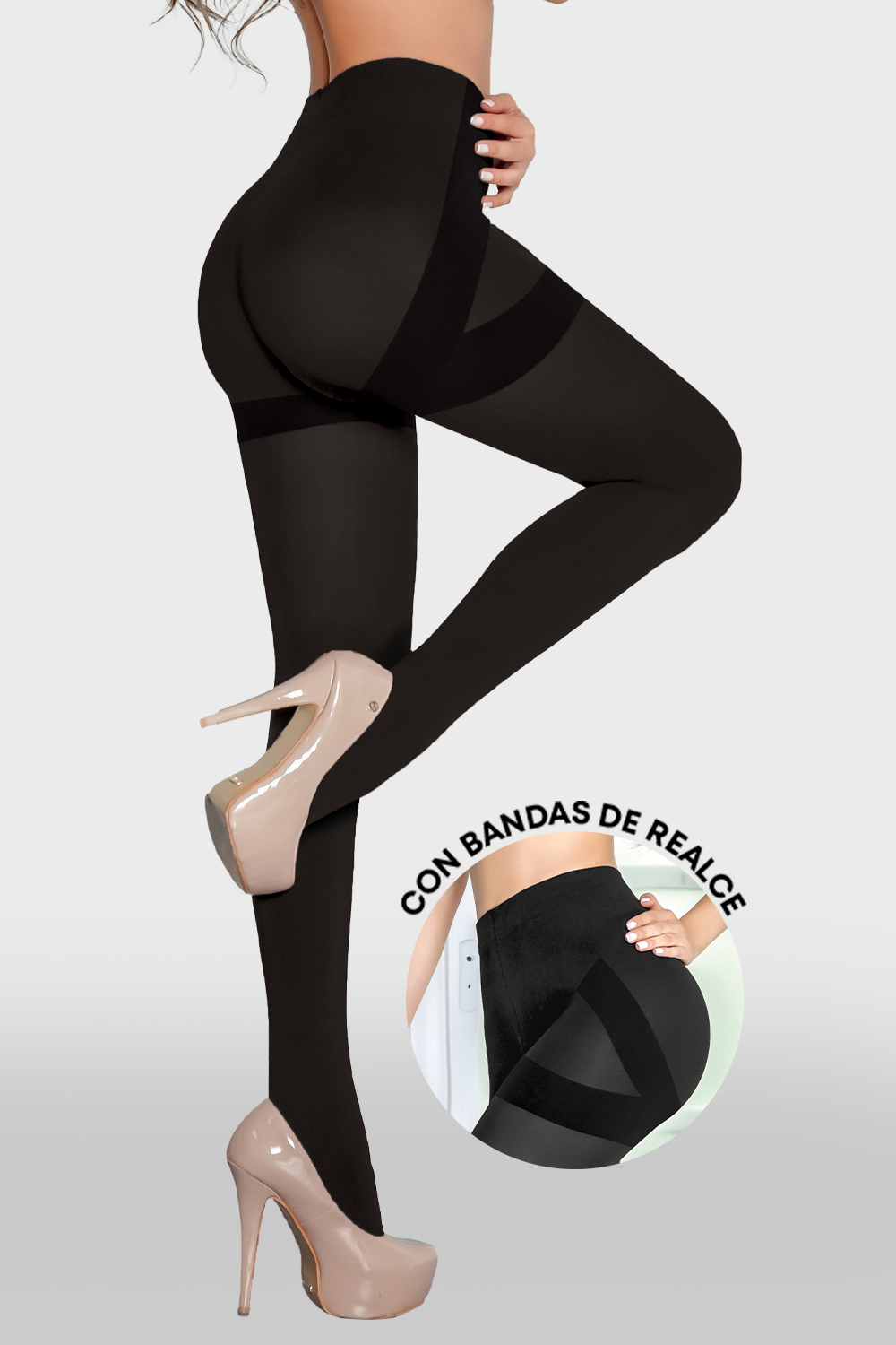 '- Panty media negra SMI04013 efecto lifting extra
- Vista frontal pantymedia negro mate elegante
- Detalle pantimedias segunda piel compresión
