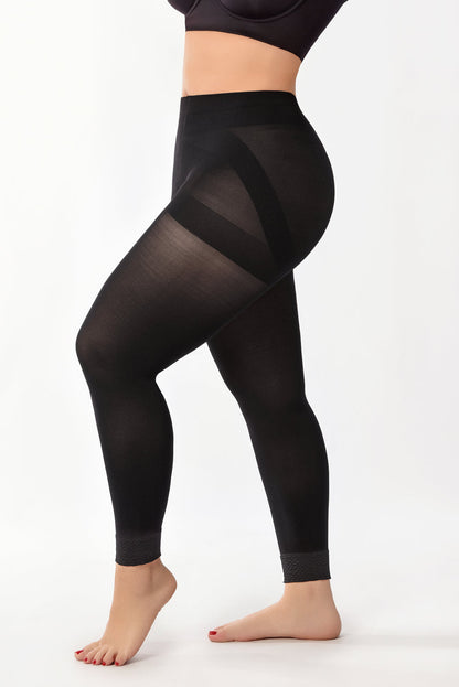 '- Panty media negra SMI04015 elegante segunda piel
- Vista frontal pantymedia negra traslúcida
- Detalle panty media efecto lifting extra 