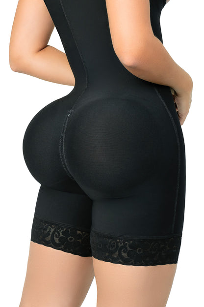 faja triple realce, espalda alta, cierre frontal, panty incluido, moldeadora ultrainvisible
