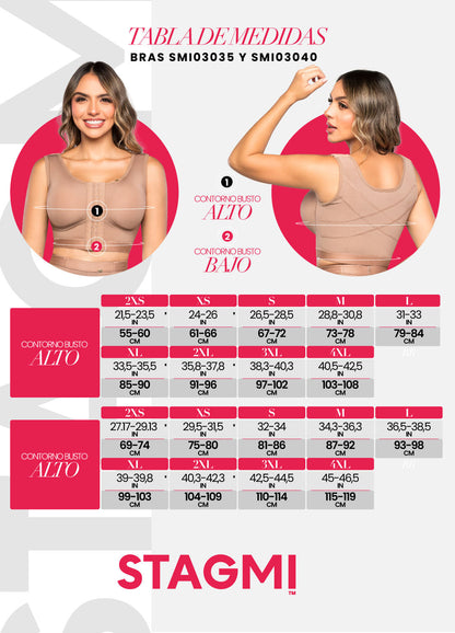 '- Brasier SMI03050 control de espalda con encaje
- Vista frontal brasier copas completas y contorno liso
- Tirantes anchos ajustables soporte busto